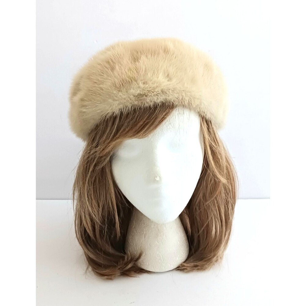 VTG Genuine Blonde Mink Pill Box Hat O/S